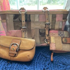 Coach patchwork bag and matching wallets